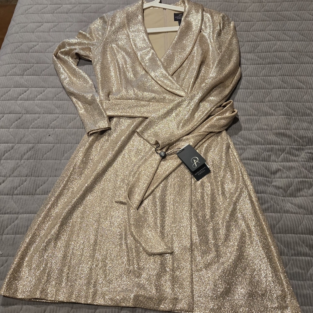 Adrianna Papell Women's Metallic-Knit Tuxedo Dress - Picture 8 of 8